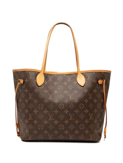 Pre-owned Louis Vuitton 2017 Monogram Neverfull Mm Tote Bag In Brown