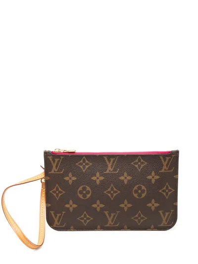 Pre-owned Louis Vuitton 2017 Monogram Neverfull Pm Pouch In Brown