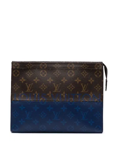 Pre-owned Louis Vuitton 2017 Monogram Pacific Split Pochette Voyage Mm Clutch Bag In Brown
