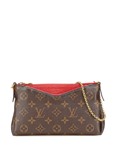Pre-owned Louis Vuitton 2017 Monogram Pallas Clutch Satchel In Brown