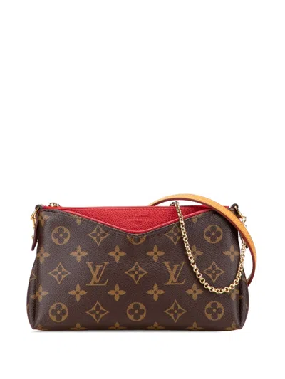 Pre-owned Louis Vuitton 2017 Monogram Pallas Clutch Satchel In Brown