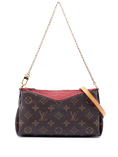 Pre-owned Louis Vuitton 2017 Monogram Pallas Clutch Satchel In Brown