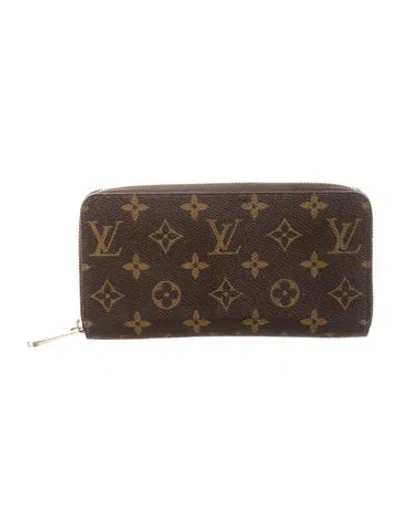 Pre-owned Louis Vuitton 2017 Monogram Pattern Zippy Wallet In Brown