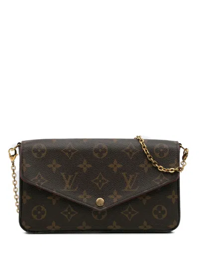 Pre-owned Louis Vuitton 2017 Monogram Pochette Felicie Crossbody Bag In Brown