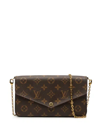 Pre-owned Louis Vuitton 2017 Monogram Pochette Felicie Crossbody Bag In Brown