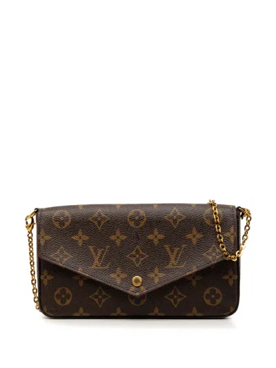 Pre-owned Louis Vuitton 2017 Monogram Pochette Felicie Crossbody Bag In Brown