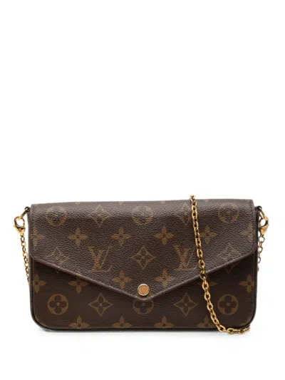 Pre-owned Louis Vuitton 2017 Monogram Pochette Felicie Crossbody Bag In Brown
