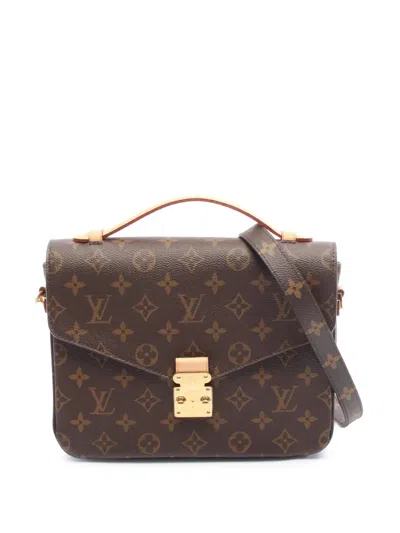 Pre-owned Louis Vuitton 2017 Monogram Pochette Metis Satchel In Brown