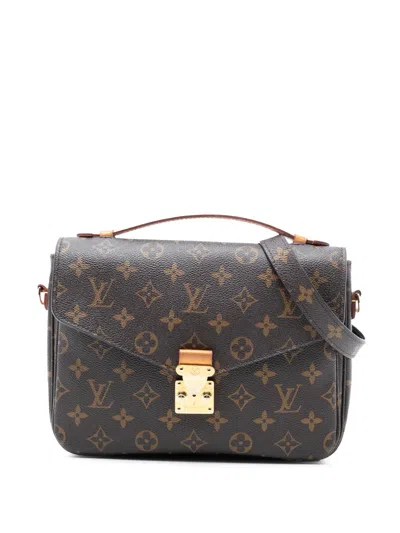 Pre-owned Louis Vuitton 2017 Monogram Pochette Metis Satchel In Brown