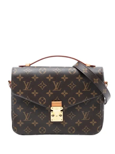 Pre-owned Louis Vuitton 2017 Monogram Pochette Metis Satchel In Brown