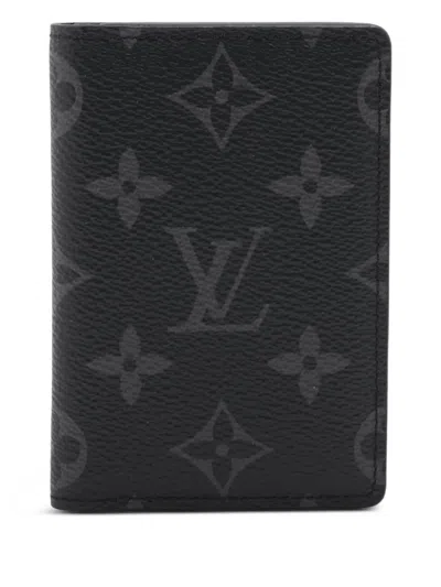 Pre-owned Louis Vuitton 2017 Monogram Pocket Organiser Card Holder In Black