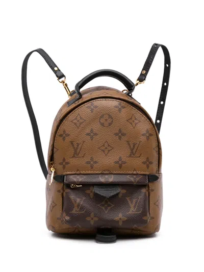 Pre-owned Louis Vuitton 2017 Monogram Reverse Mini Palm Springs Backpack In Brown