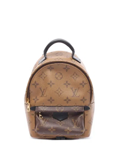 Pre-owned Louis Vuitton 2017 Monogram Reverse Mini Palm Springs Backpack In Brown