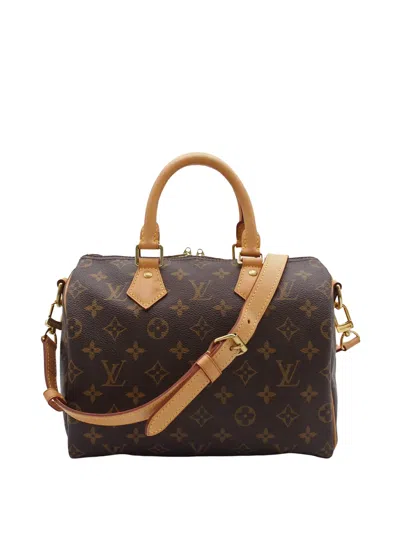 Pre-owned Louis Vuitton 2017 Monogram Speedy Bandouliere 25 Satchel In Brown