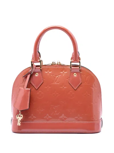 Pre-owned Louis Vuitton 2017 Monogram Vernis Alma Bb Satchel In Red