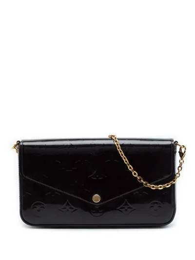Pre-owned Louis Vuitton 2017 Monogram Vernis Pochette Felicie Crossbody Bag In Purple