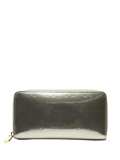 Pre-owned Louis Vuitton 2017 Monogram Vernis Zippy Wallet Long Wallets In Silver