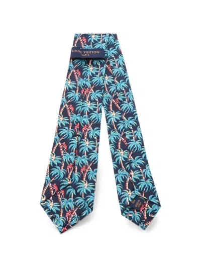 Pre-owned Louis Vuitton 2017 Palm-tree Tie In Blue