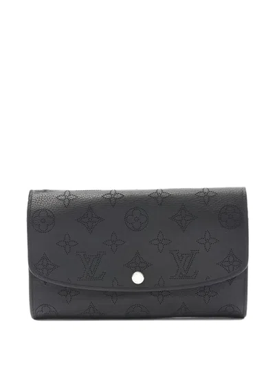 Pre-owned Louis Vuitton 2017 Portefeuil Iris Mahina Wallet In Black