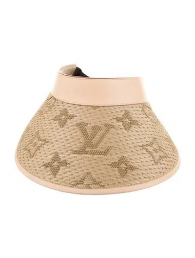 Pre-owned Louis Vuitton 2017 Strawgram Raffia Visor Hat W/tags In Neutral