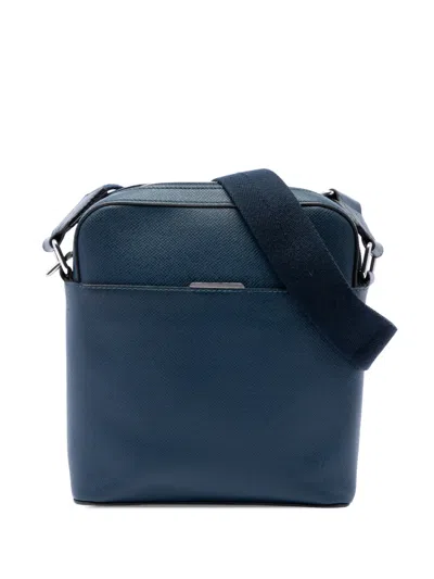 Pre-owned Louis Vuitton 2017 Taiga Anton Pochette Crossbody Bag In Blue