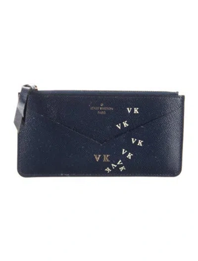 Pre-owned Louis Vuitton 2017 Taiga Leather Jeanne Wallet In Blue