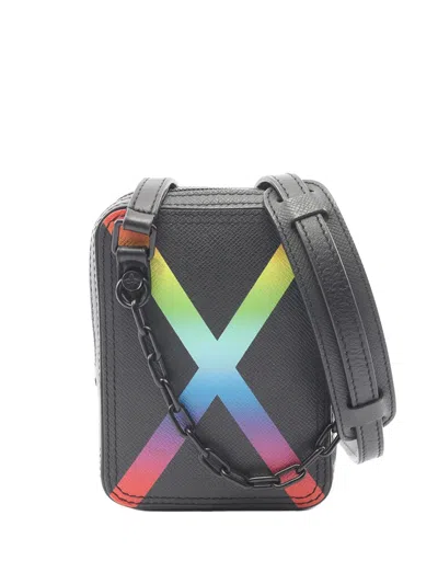 Pre-owned Louis Vuitton 2017 Taiga Rainbow Danube Crossbody Bag In Black