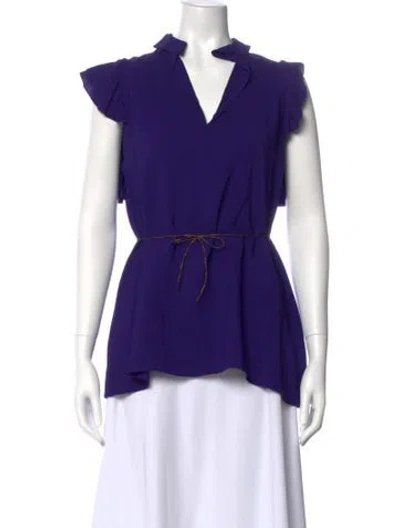 Pre-owned Louis Vuitton 2017 V-neck Blouse In Purple