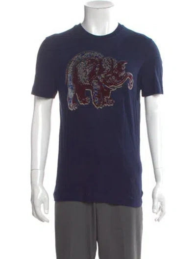 Pre-owned Louis Vuitton 2017 X Chapman Brothers Elephant Appliqué T-shirt In Blue