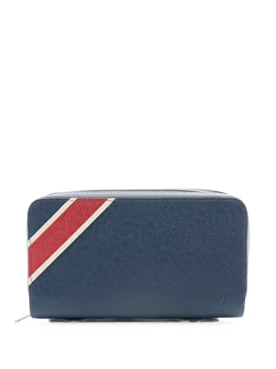 Pre-owned Louis Vuitton 2017 Zippy Xl Tiger Stripe Leather Wallet In Blue