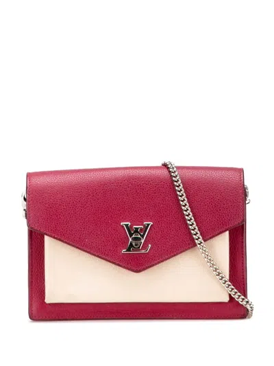 Pre-owned Louis Vuitton 2018 Bicolor Leather Mylockme Chain Pochette Crossbody Bag In Brown