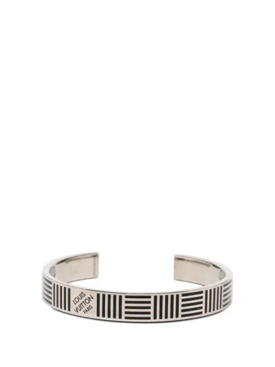 Pre-owned Louis Vuitton 2018 Brass Damier Colors Cuff Bracelet Costume Bracelet In Silver