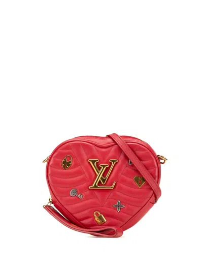 Pre-owned Louis Vuitton 2018 Calfskin Embellished New Wave Love Lock Crossbody Bag In Red