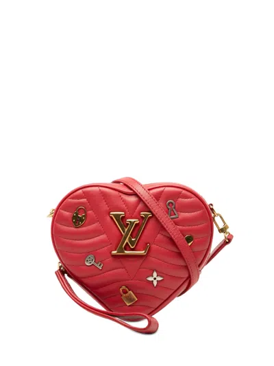 Pre-owned Louis Vuitton 2018 Calfskin Embellished New Wave Love Lock Crossbody Bag In Red
