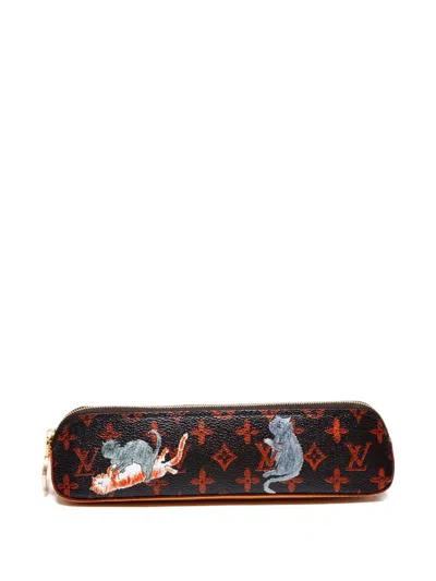 Pre-owned Louis Vuitton 2018 Catogram Elizabeth Pencil Case In Black