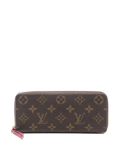 Pre-owned Louis Vuitton 2018 Clemence Monogram-pattern Leather Wallet In Brown