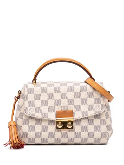 Pre-owned Louis Vuitton 2018 Damier Azur Croisette Satchel In Blue