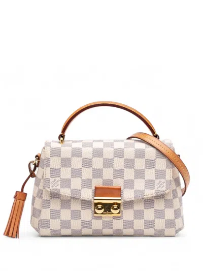 Pre-owned Louis Vuitton 2018 Damier Azur Croisette Satchel In Blue
