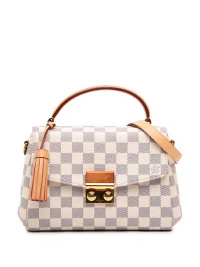 Pre-owned Louis Vuitton 2018 Damier Azur Croisette Satchel In White