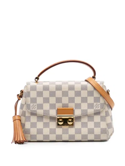 Pre-owned Louis Vuitton 2018 Damier Azur Croisette Satchel In White