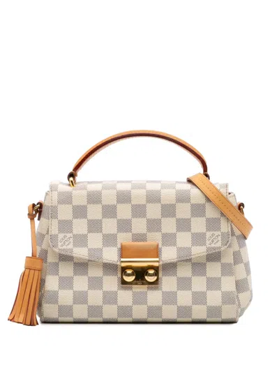 Pre-owned Louis Vuitton 2018 Damier Azur Croisette Satchel In White