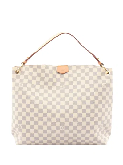 Pre-owned Louis Vuitton 2018 Damier Azur Graceful Mm Handbag In White