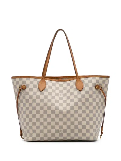 Pre-owned Louis Vuitton 2018 Damier Azur Neverfull Mm Tote Bag