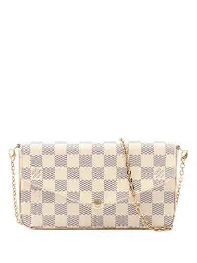 Pre-owned Louis Vuitton 2018 Damier Azur Pochette Felicie Crossbody Bag In White