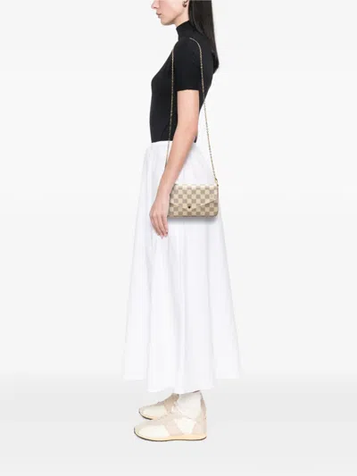 Pre-owned Louis Vuitton 2018 Damier Azur Pochette Felicie Crossbody Bag In White
