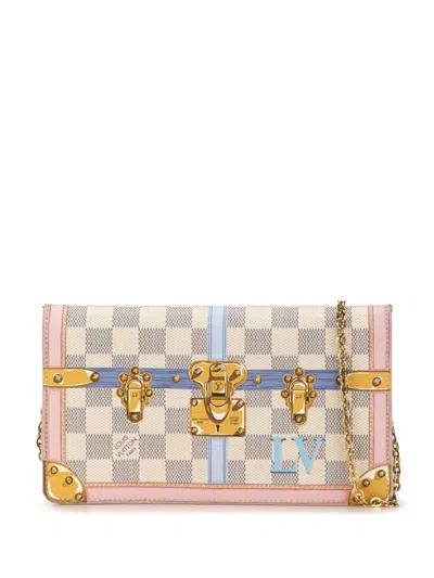 Pre-owned Louis Vuitton 2018 Damier Azur Summer Trunks Pochette Weekend Crossbody Bag In Pink