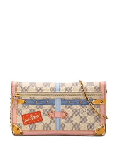 Pre-owned Louis Vuitton 2018 Damier Azur Summer Trunks Pochette Weekend Crossbody Bag In White