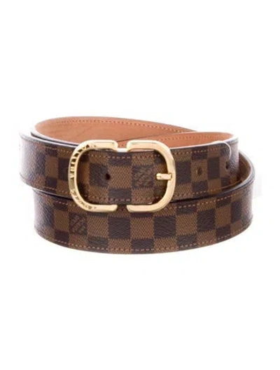 Pre-owned Louis Vuitton 2018 Damier Ebene 25mm Mini Waist Belt In Brown