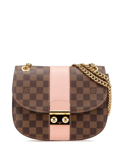 Pre-owned Louis Vuitton 2018 Damier Ebene Cuir Taurillon Wight Shoulder Bag In Brown