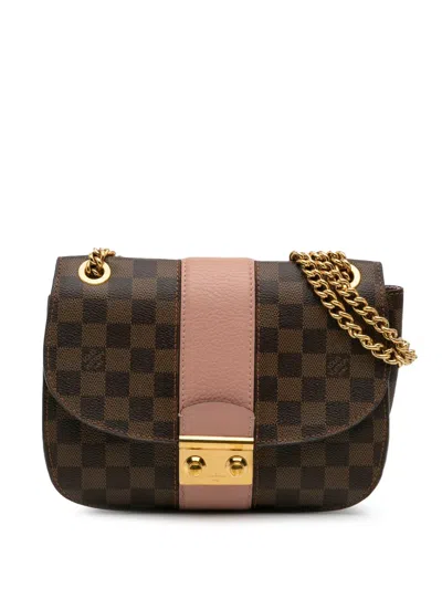 Pre-owned Louis Vuitton 2018 Damier Ebene Cuir Taurillon Wight Shoulder Bag In Brown